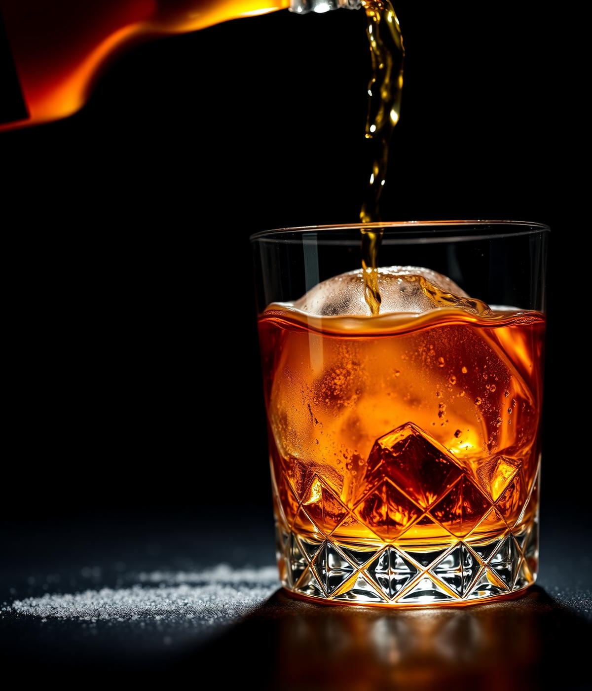 Bourbon being poured into a crystal glass